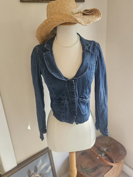 Angel Kiss Jackets & Blazers - Indigo Blue Fitted Denim Jacket